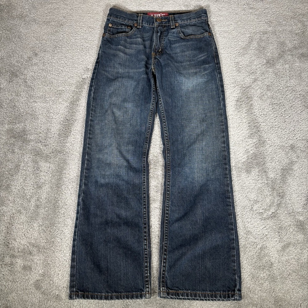 Vintage Levis 527 Jeans Youth Boys 14 27x27 Bootcut Dark Blue Denim Cotton Y2K